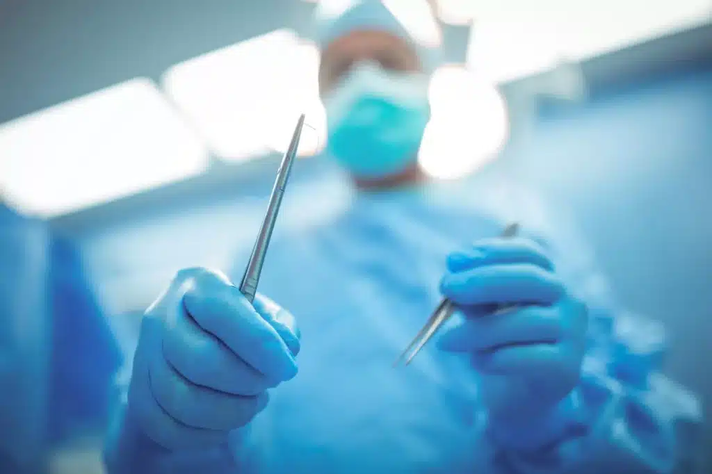 Surgeon starting an operation