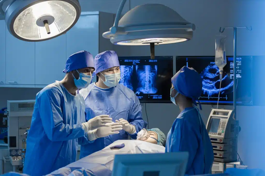 Surgeons Team Performing Procedure in Operating Room