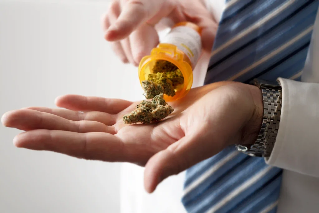 Doctor prescribing medical marijuana for pain relief